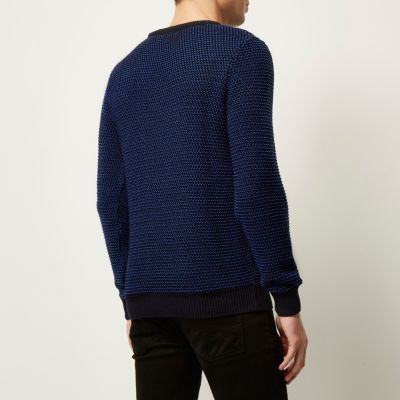 Dark blue textured knit jumper